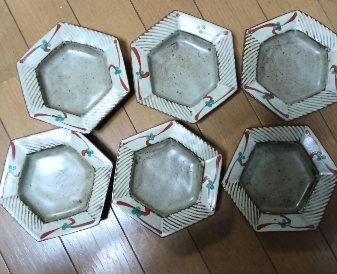 益子焼 島岡達三 六角組皿 6枚 島岡達三 象嵌六角皿 益子焼